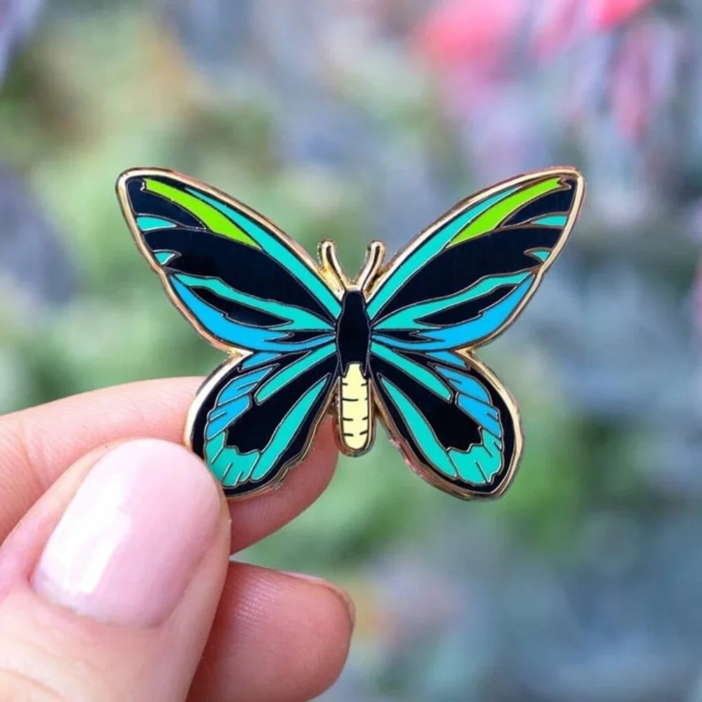 Birdwing Butterfly Enamel Pin - Gold Plated Brooch - Nature & Garden‎ Jewelry